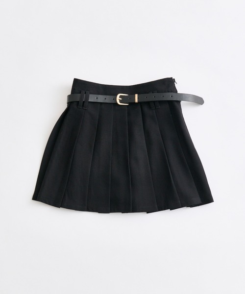 セール】【PinSucreCollection】合皮ベルト付きプリーツスカート