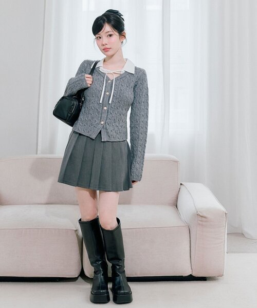 OLIVE des OLIVE（オリーブデオリーブ）の「【PinSucreCollection】合皮ベルト付きプリーツスカート（スカート・レディース・グレー/ブラウン系その他/ブラック/チャコールグレー/キャメル・FREE）」の6枚目の写真