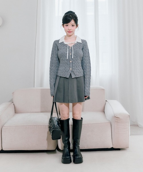 OLIVE des OLIVE（オリーブデオリーブ）の「【PinSucreCollection】合皮ベルト付きプリーツスカート（スカート・レディース・グレー/ブラウン系その他/ブラック/チャコールグレー/キャメル・FREE）」の8枚目の写真