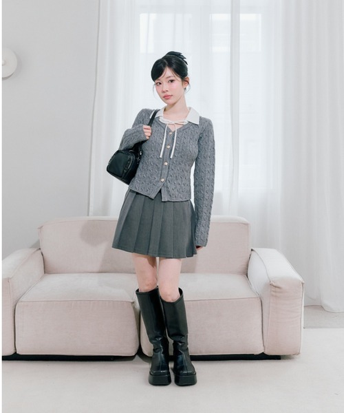 OLIVE des OLIVE（オリーブデオリーブ）の「【PinSucreCollection】合皮ベルト付きプリーツスカート（スカート・レディース・グレー/ブラウン系その他/ブラック/チャコールグレー/キャメル・FREE）」の9枚目の写真