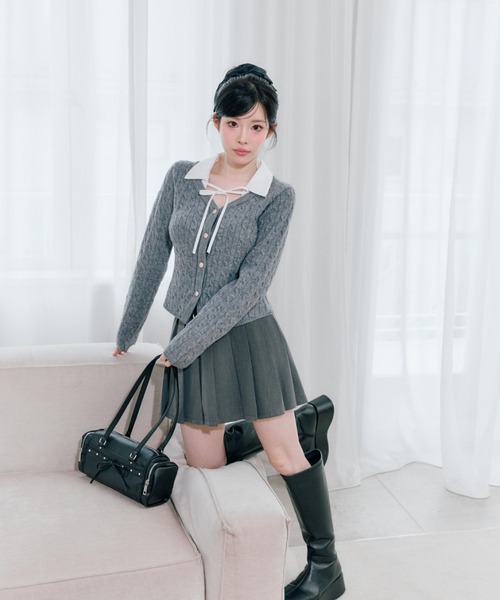 OLIVE des OLIVE（オリーブデオリーブ）の「【PinSucreCollection】合皮ベルト付きプリーツスカート（スカート・レディース・グレー/ブラウン系その他/ブラック/チャコールグレー/キャメル・FREE）」の13枚目の写真