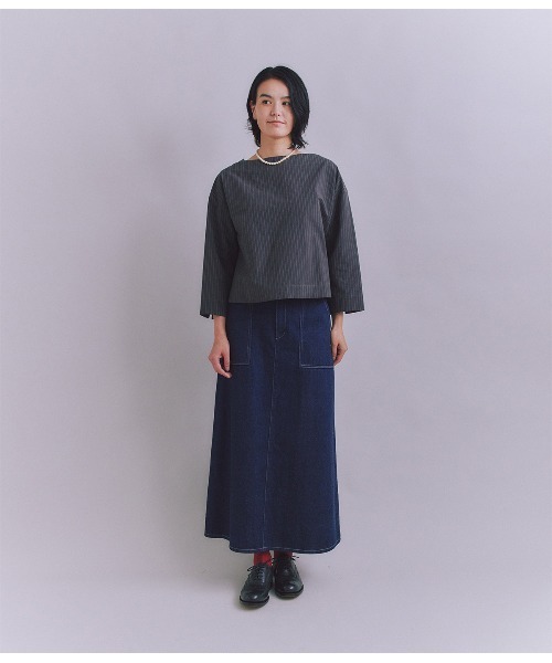 SIPULI(シプリ)の「Cotton Linen Pin Stripe ガゼット付ブラウス(シャツ/ブラウス・レディース・ダークグレー・2)」の12枚目の写真