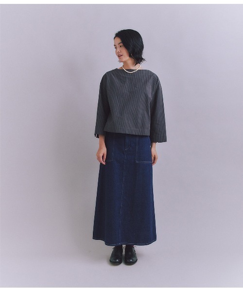 SIPULI(シプリ)の「Cotton Linen Pin Stripe ガゼット付ブラウス(シャツ/ブラウス・レディース・ダークグレー・2)」の13枚目の写真