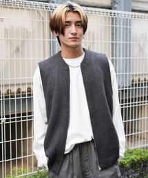 Black&White イエロー ジップアップベスト Black&White イエロー