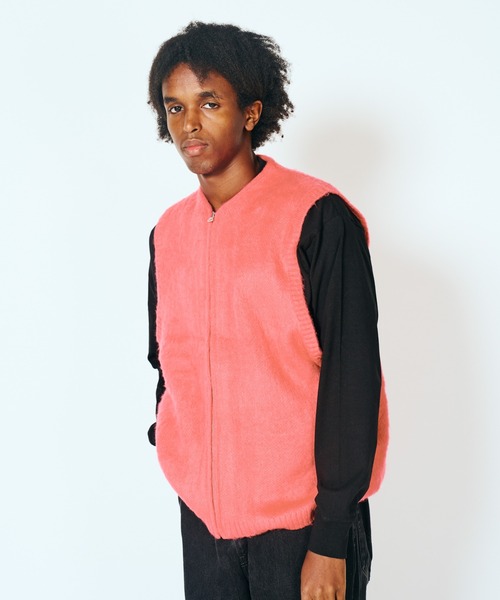 萠◆もゆる おしゃれなベスト セール】TOWNCARFT / タウンクラフト SOLID SHAGGY ZIP VEST 無地