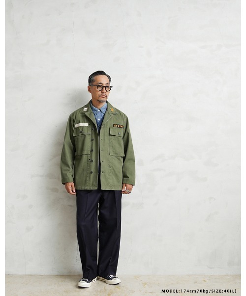 WAIPER.inc M-43 HBT ジャケットWP1050B オリーブ OD M-43 HBT コンバットジャケット ワッペン WAIPER.inc【WP1050B