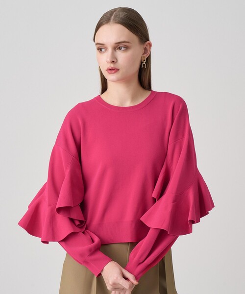 ANAYI(アナイ)の「カスケードスリーブ プルオーバー(ニット/セーター・レディース・ブラック/オフホワイト/ピンク・38/36)」の1枚目の写真