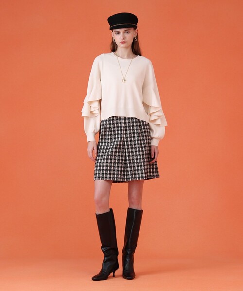 ANAYI(アナイ)の「カスケードスリーブ プルオーバー(ニット/セーター・レディース・ブラック/オフホワイト/ピンク・38/36)」の6枚目の写真