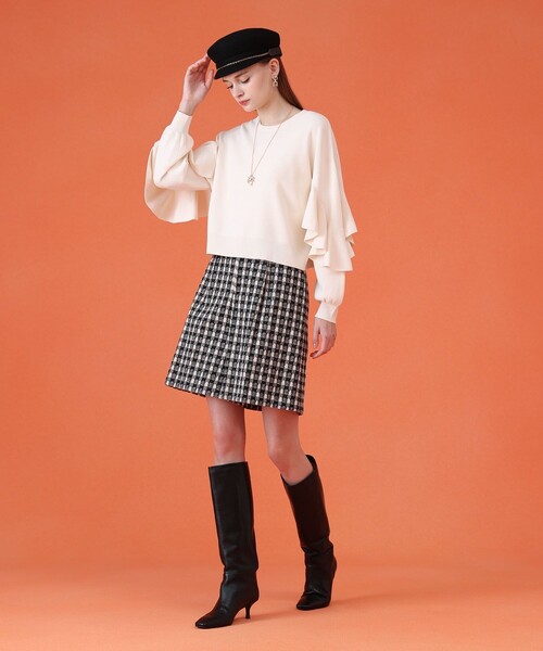 ANAYI(アナイ)の「カスケードスリーブ プルオーバー(ニット/セーター・レディース・ブラック/オフホワイト/ピンク・38/36)」の7枚目の写真