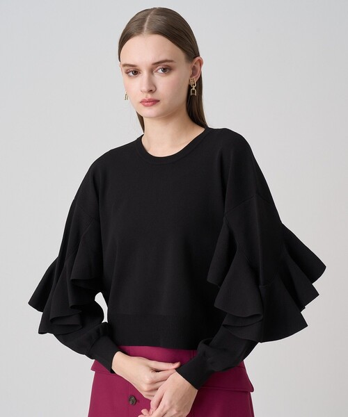 ANAYI(アナイ)の「カスケードスリーブ プルオーバー(ニット/セーター・レディース・ブラック/オフホワイト/ピンク・38/36)」の9枚目の写真