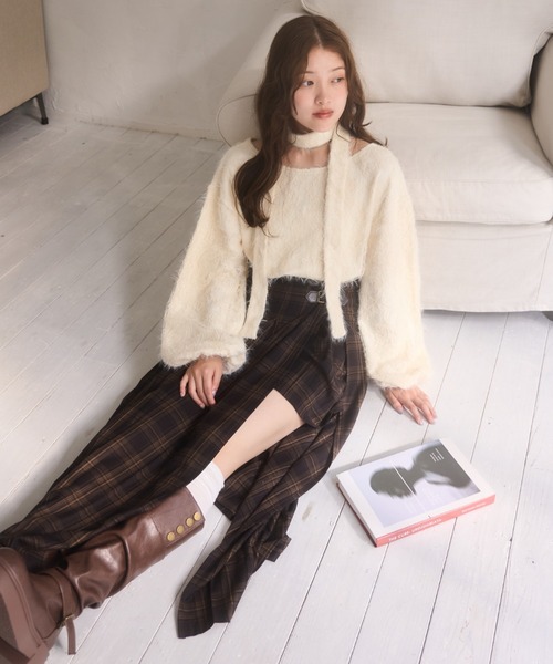 mellowneon(メロウネオン)の「チェックパンツプリーツスカート(スカート・レディース・ブラウン/ネイビー・SMALL/MEDIUM)」の5枚目の写真