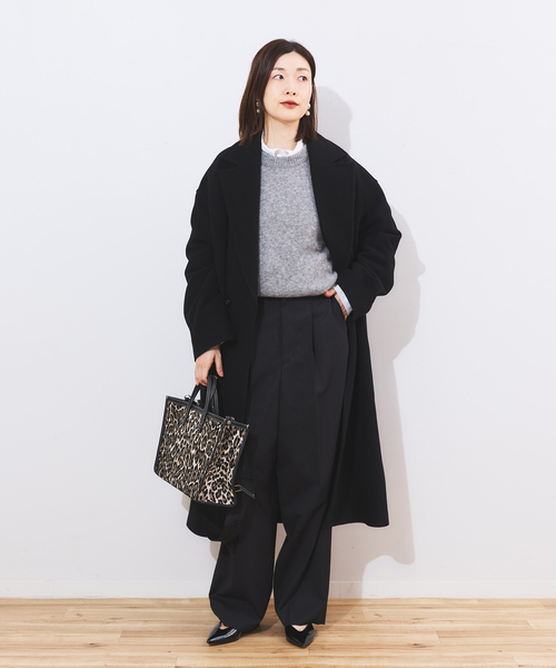 journal standard L'essage（ジャーナルスタンダードレサージュ）の「《追加》SUPER120/MANTECOオーバーコート（その他アウター・レディース・ネイビー/ブラック/カーキ・38/36）」の7枚目の写真