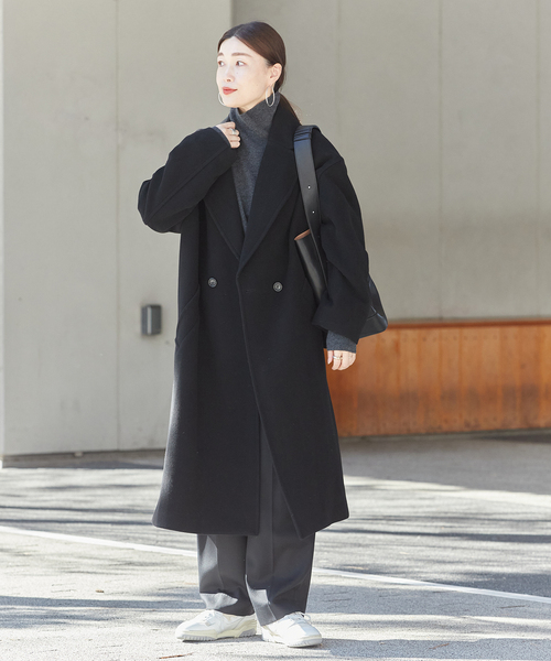 journal standard L'essage（ジャーナルスタンダードレサージュ）の「《追加》SUPER120/MANTECOオーバーコート（その他アウター・レディース・ネイビー/ブラック/カーキ・38/36）」の12枚目の写真