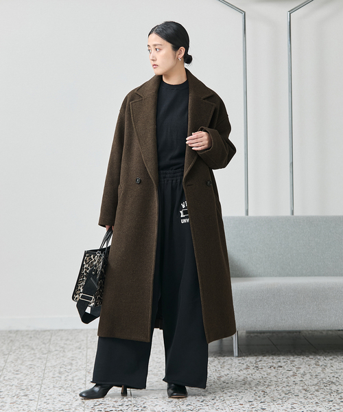 journal standard L'essage（ジャーナルスタンダードレサージュ）の「《追加》SUPER120/MANTECOオーバーコート（その他アウター・レディース・ネイビー/ブラック/カーキ・38/36）」の13枚目の写真