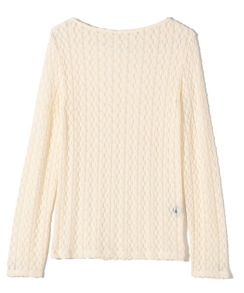 SHIPS Colors(シップス カラーズ)の「SHIPS Colors:〈手洗い可能〉ストレッチ レース ボートネック インナー(Tシャツ/カットソー・レディース・ブラウン/オフホワイト/ブラック・ONE SIZE)」の4枚目の写真