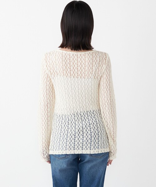 SHIPS Colors(シップス カラーズ)の「SHIPS Colors:〈手洗い可能〉ストレッチ レース ボートネック インナー(Tシャツ/カットソー・レディース・ブラウン/オフホワイト/ブラック・ONE SIZE)」の13枚目の写真
