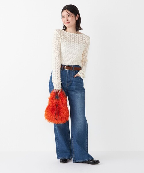 SHIPS Colors(シップス カラーズ)の「SHIPS Colors:〈手洗い可能〉ストレッチ レース ボートネック インナー(Tシャツ/カットソー・レディース・ブラウン/オフホワイト/ブラック・ONE SIZE)」の18枚目の写真