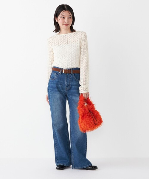 SHIPS Colors(シップス カラーズ)の「SHIPS Colors:〈手洗い可能〉ストレッチ レース ボートネック インナー(Tシャツ/カットソー・レディース・ブラウン/オフホワイト/ブラック・ONE SIZE)」の20枚目の写真
