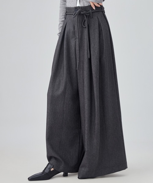 セール】inverted pleats wide pants（スラックス）｜SUWDEE