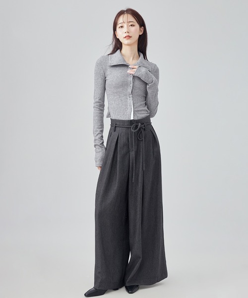 SUWDEE(スーディー)の「inverted pleats wide pants(スラックス・レディース・ネイビー/グレー/ブラウン・M/L/S)」の5枚目の写真