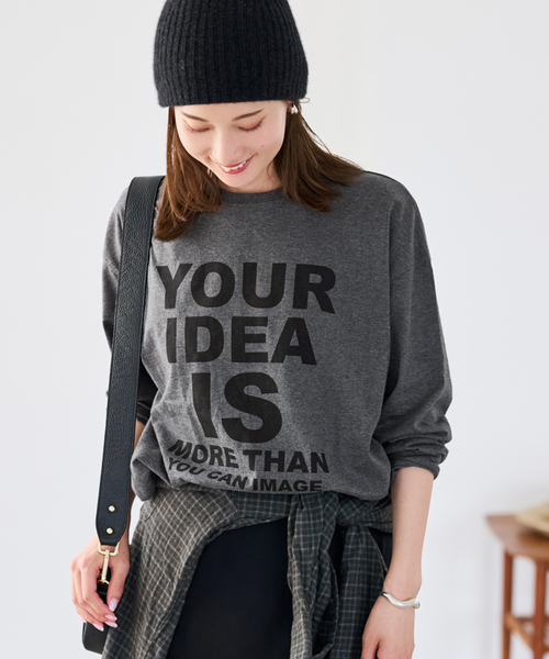 FRAMeWORK（フレームワーク）の「≪WEB限定 / 追加≫ロゴロンTee（Tシャツ/カットソー・レディース・チャコールグレー/ホワイト・FREE）」の6枚目の写真