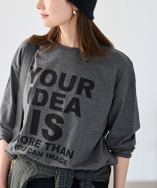 FRAMeWORK（フレームワーク）の「≪WEB限定 / 追加≫ロゴロンTee（Tシャツ/カットソー・レディース・チャコールグレー/ホワイト・FREE）」の10枚目の写真