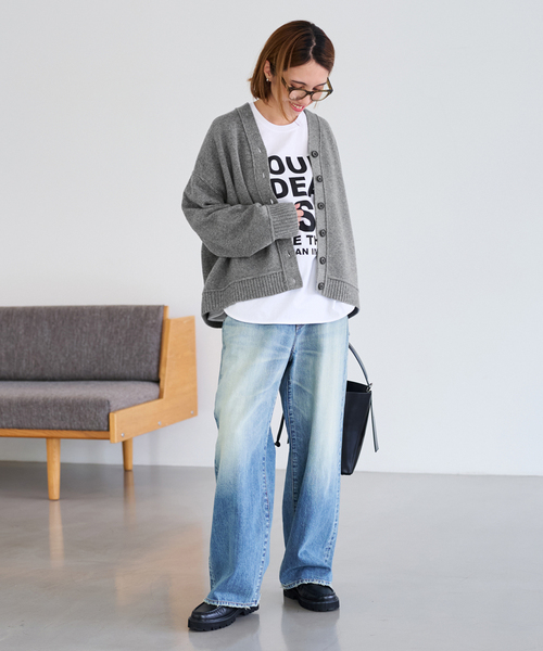 FRAMeWORK（フレームワーク）の「≪WEB限定 / 追加≫ロゴロンTee（Tシャツ/カットソー・レディース・チャコールグレー/ホワイト・FREE）」の11枚目の写真