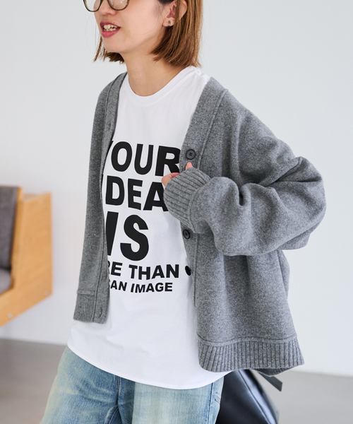 FRAMeWORK（フレームワーク）の「≪WEB限定 / 追加≫ロゴロンTee（Tシャツ/カットソー・レディース・チャコールグレー/ホワイト・FREE）」の14枚目の写真