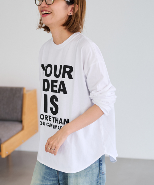 FRAMeWORK（フレームワーク）の「≪WEB限定 / 追加≫ロゴロンTee（Tシャツ/カットソー・レディース・チャコールグレー/ホワイト・FREE）」の16枚目の写真