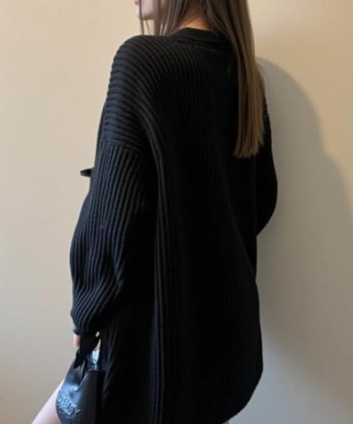 cammie(キャミー)の「ポケット付きリブニットルーズカーディガン(カーディガン/ボレロ・レディース・ブラウン/ブラック・F)」の8枚目の写真