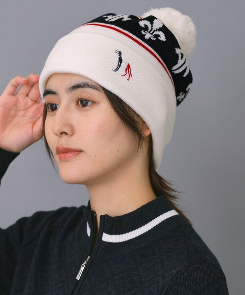 adabat（アダバット）の「【ADABAT NAVY】フルールドリスニットキャップ（ニットキャップ/ビーニー・レディース・ホワイト/ネイビー・00）」の7枚目の写真