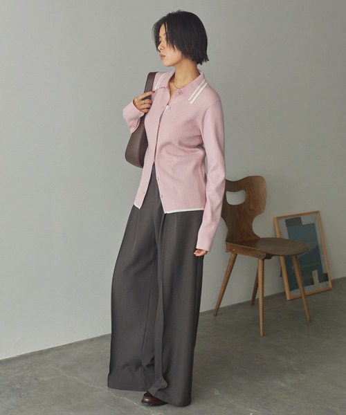 ‎dill☻︎dp.martです マシンウォッシャブル/アンチピリング＞配色ライン ソフトリブニット