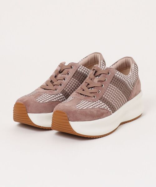 JILL STUART(ジルスチュアート)の「厚底レースアップニットスニーカー(スニーカー・レディース・ブラック/ピンク・22.0cm/22.5cm/23.0cm/23.5cm/24.0cm/24.5cm)」の1枚目の写真