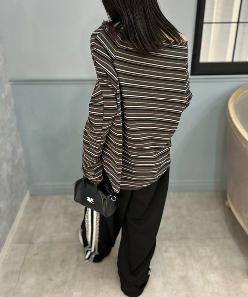 mebole(メボレ)の「Loose Silhouette Border Tee(Tシャツ/カットソー・レディース・ベージュ/グレー・FREE)」の17枚目の写真