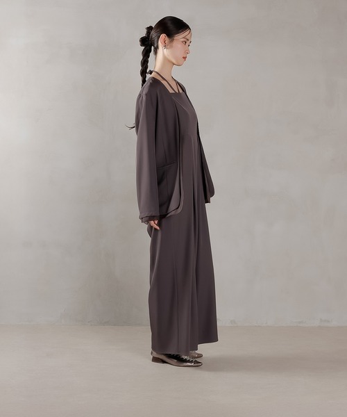 セール】フロントシアージャケット ワイドパンツ オールインワン