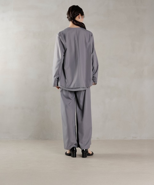 セール】フロントシアージャケット ワイドパンツ オールインワン