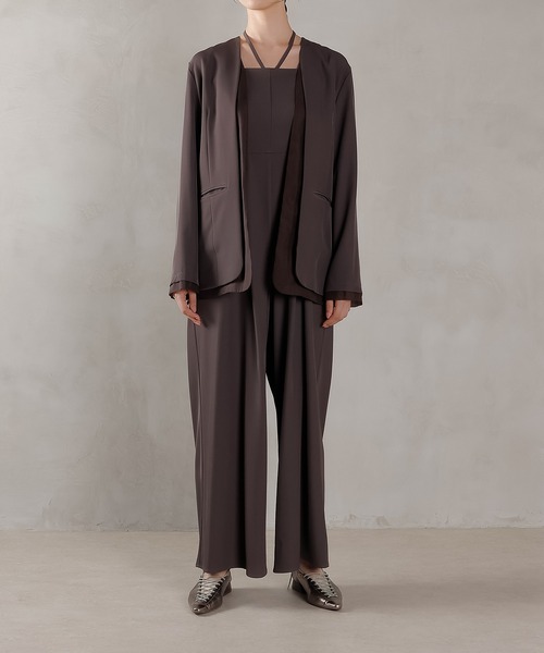 セール】フロントシアージャケット ワイドパンツ オールインワン