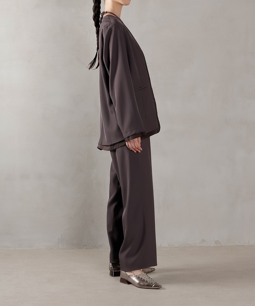 セール】フロントシアージャケット ワイドパンツ オールインワン