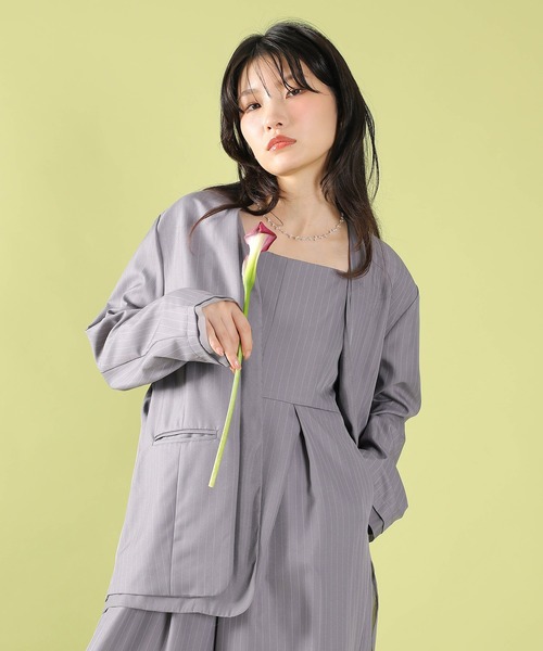 なお様 セットアップオールインワン セール】フロントシアージャケット ワイドパンツ オールインワン