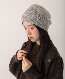 Heather(ヘザー)のフラワーニットビーニー 602807(ニットキャップ/ビーニー)