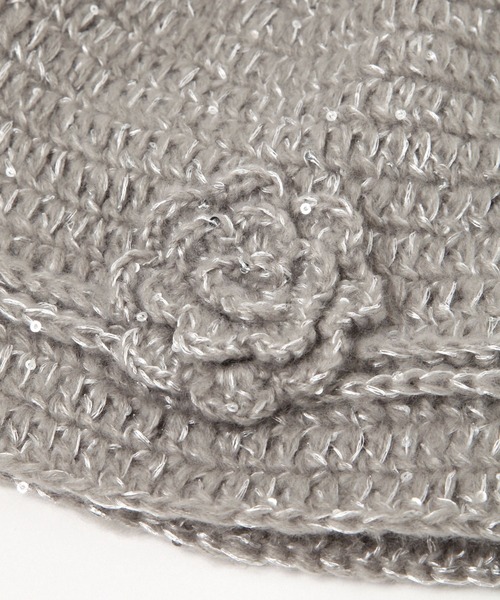 Heather(ヘザー)の「フラワーニットビーニー 602807(ニットキャップ/ビーニー・レディース・グレー/アイボリー・ONE SIZE)」の10枚目の写真