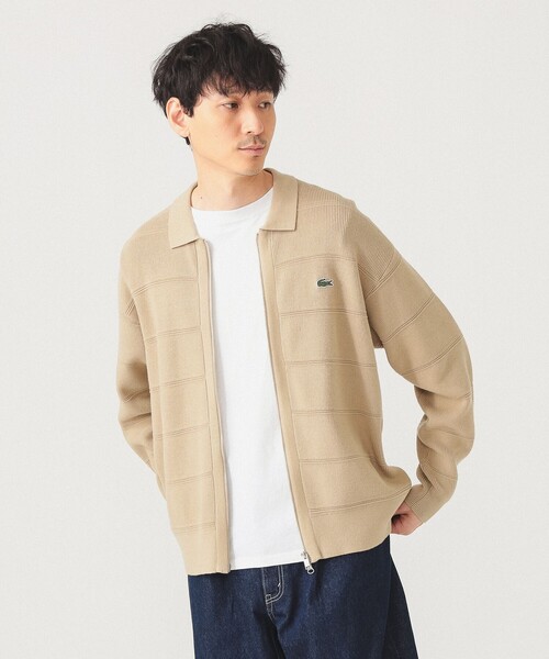 LACOSTE（ラコステ）の「【別注】LACOSTE / ジップ カーディガン（ニット/セーター・メンズ・ブラック/ベージュ/ネイビー・2/3/4/5）」の7枚目の写真