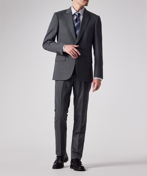 ピンストライプ ストレッチ 2ボタンスーツ / 253009 1439（スーツ