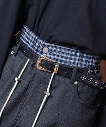 a.p.o.v.（エーピーオービー）の「a.p.o.v. チェック柄見せパンスタイルダブルウエストワイドデニムパンツ（デニムパンツ）」