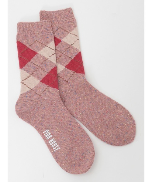 PINK HOUSE（ピンクハウス）の「アーガイルソックス（ソックス/靴下・レディース・キナリ/ダークブラウン/ピンク・フリー）」の3枚目の写真