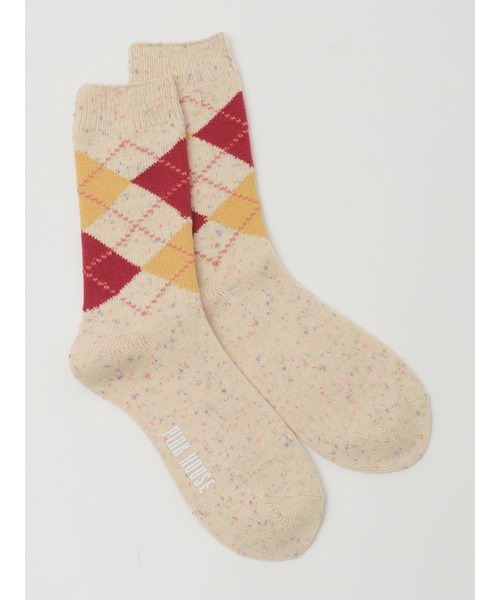 PINK HOUSE（ピンクハウス）の「アーガイルソックス（ソックス/靴下・レディース・キナリ/ダークブラウン/ピンク・フリー）」の7枚目の写真