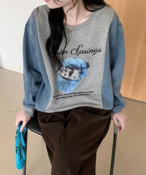 ABITOKYO(アビトーキョー)の「袖デニム切替スウェットプルオーバー(スウェット・レディース・ホワイト/ブラック/グレー・FREE)」の20枚目の写真