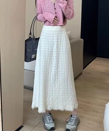 裾フリンジロングスカート