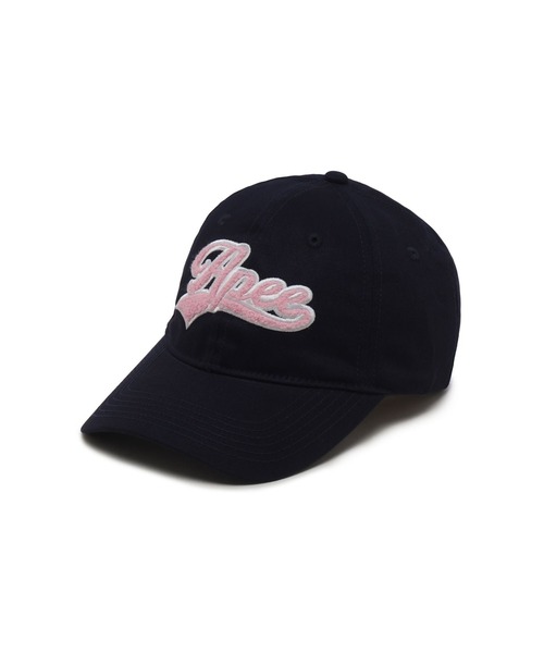 A BATHING APE(アベイシングエイプ)の「CHINELLE LOGO BASEBALL CAP(キャップ・レディース・ネイビー/ピンク/アイボリー・FREE)」の2枚目の写真