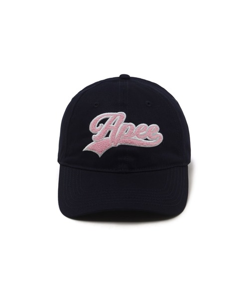 A BATHING APE(アベイシングエイプ)の「CHINELLE LOGO BASEBALL CAP(キャップ・レディース・ネイビー/ピンク/アイボリー・FREE)」の5枚目の写真